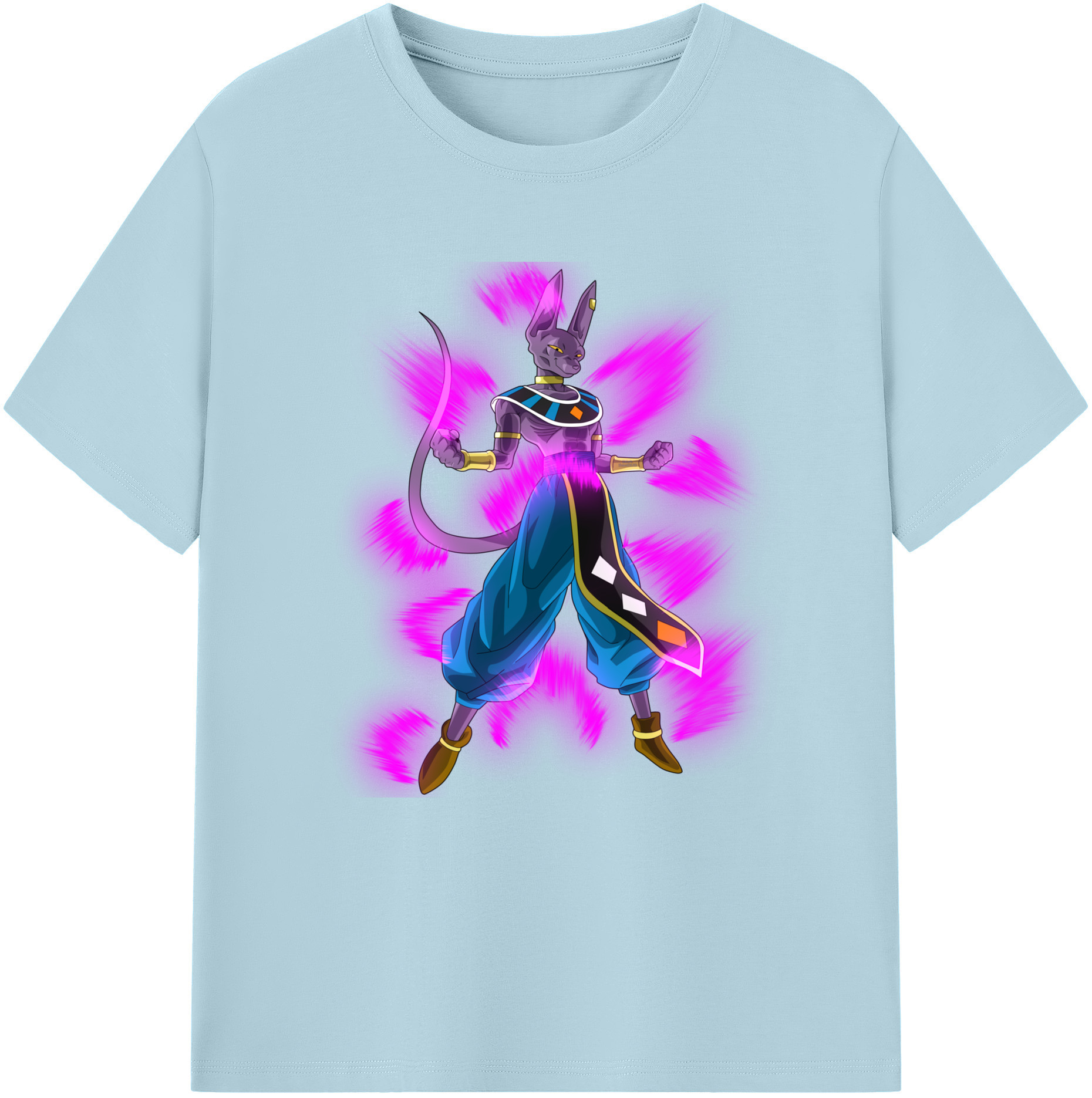 （画像用） ドラゴンボール ビルス 破壊神ビルス DRAGON BALL Beerus Birusu 綿100％半袖Tシャツ（フロントプリント）